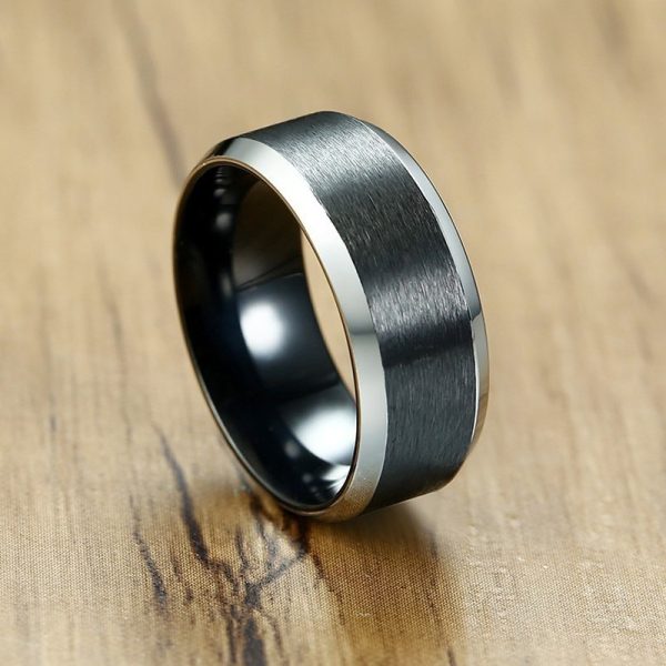 Stylish silver color Edge Wedding Ring For Men 316L Stainless Steel ...