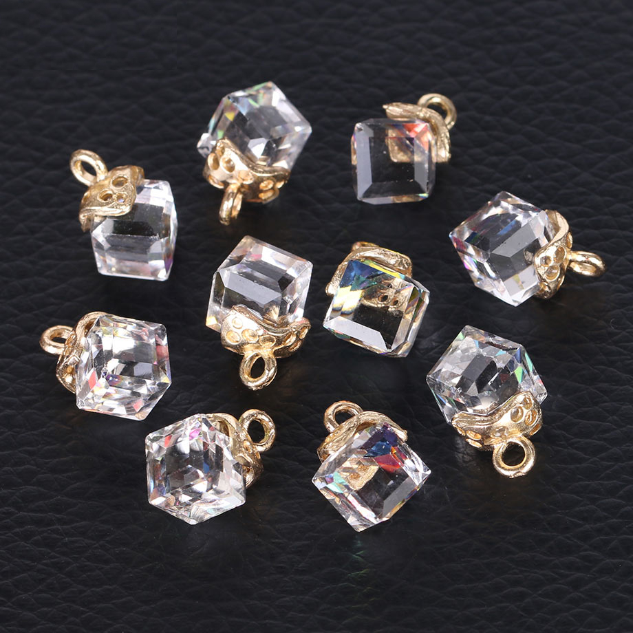 Cube Glass Loose Beads for Jewelry