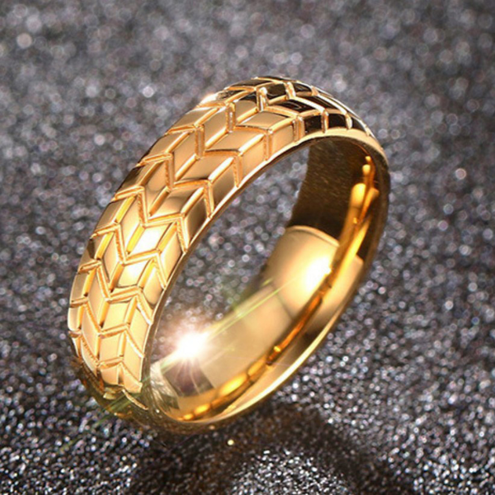 New 6MM Stainless Steel Tire Ring Gold Colour