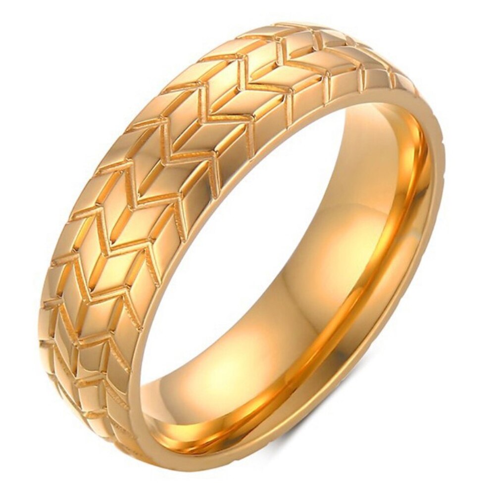 New 6MM Stainless Steel Tire Ring Gold Colour