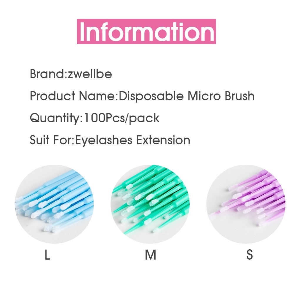 Disposable MicroBrush Eyelashes Extension 100Pcs/bag
