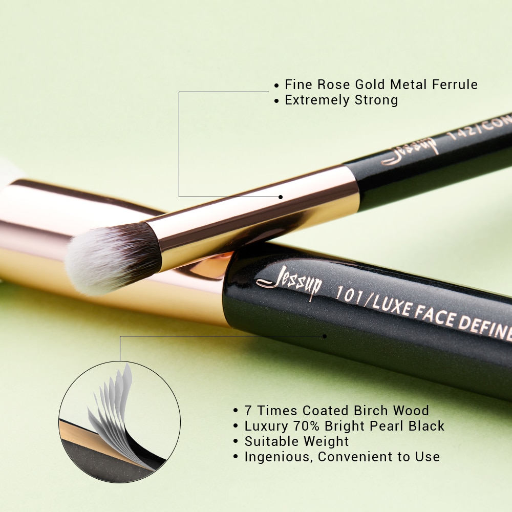 Jessup Rose Gold / Black Makeup brushes set