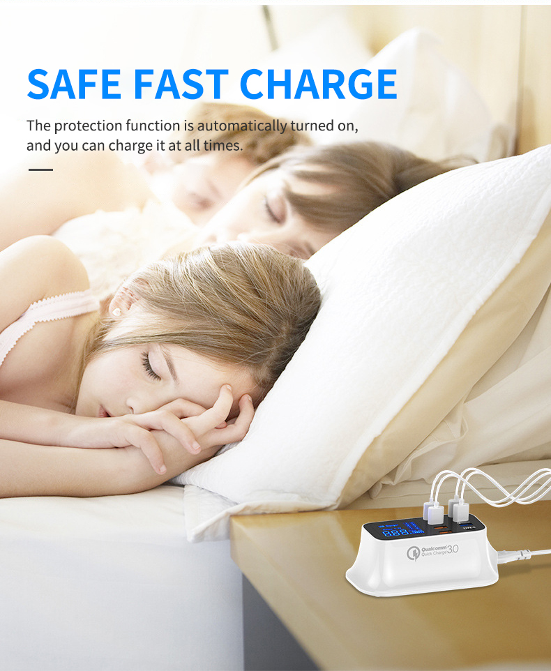 8 Ports Quick Charge 3.0 Led Display USB Charger