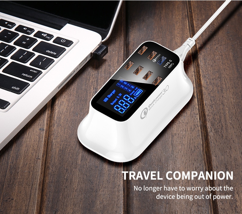 8 Ports Quick Charge 3.0 Led Display USB Charger