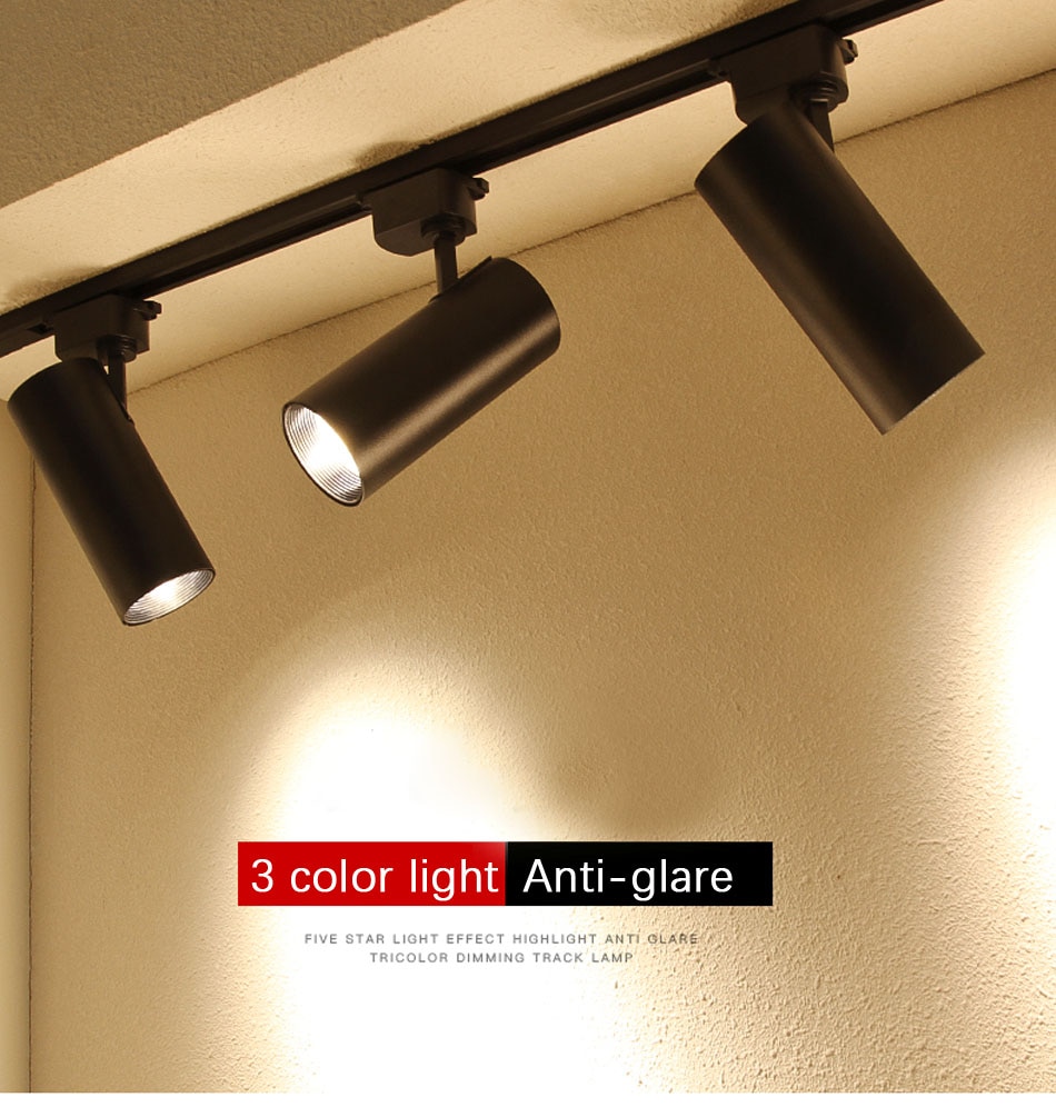 COB LED Track Light 12W 20W 30W Rail Lamp Indoor Lighting Angle Adjustable Spotlight Clothing Store home AC 220V 240V