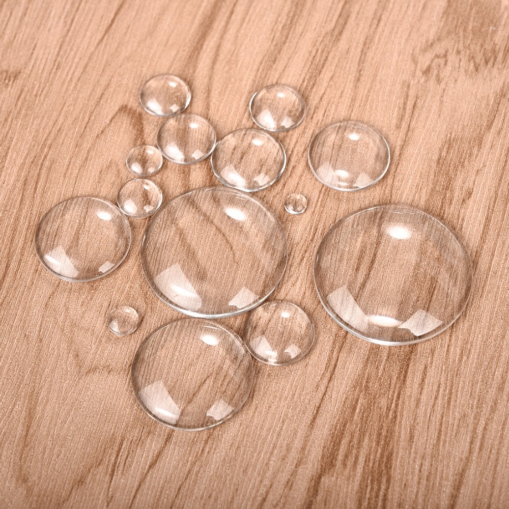 10Pcs Clear Glass Round Cabochons Transparent Dome
