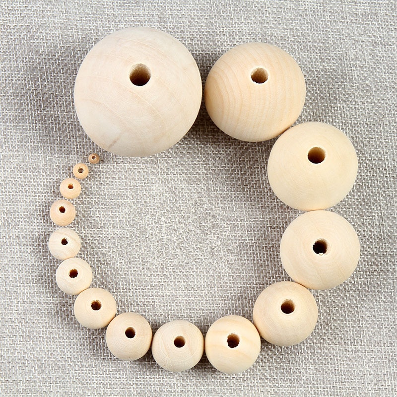 DIY 4-35mm Spacer Wooden Beads Eco-Friendly