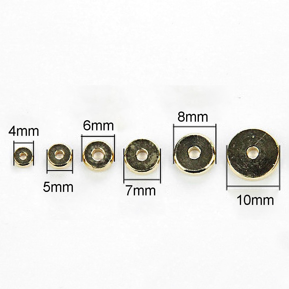50pcs Gold Plating Copper Flat Round Spacer For DIY
