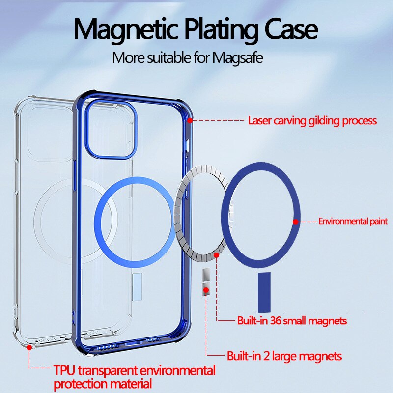 Luxury Transparent Magnetic Case For iPhone 12 Pro Max 12 11 Pro Shockproof Suppose For iPhone 12 Mini Magsafing Wireless Charge