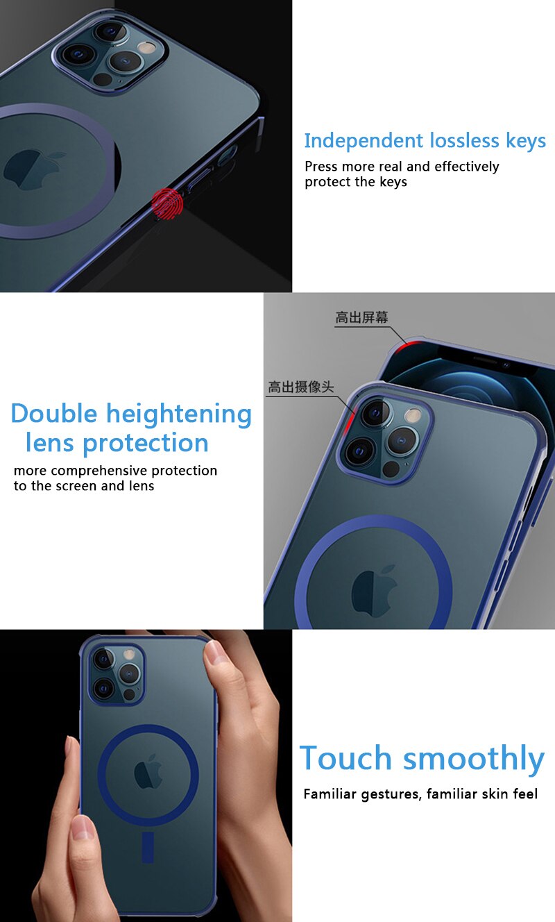 Luxury Transparent Magnetic Case For iPhone 12 Pro Max 12 11 Pro Shockproof Suppose For iPhone 12 Mini Magsafing Wireless Charge