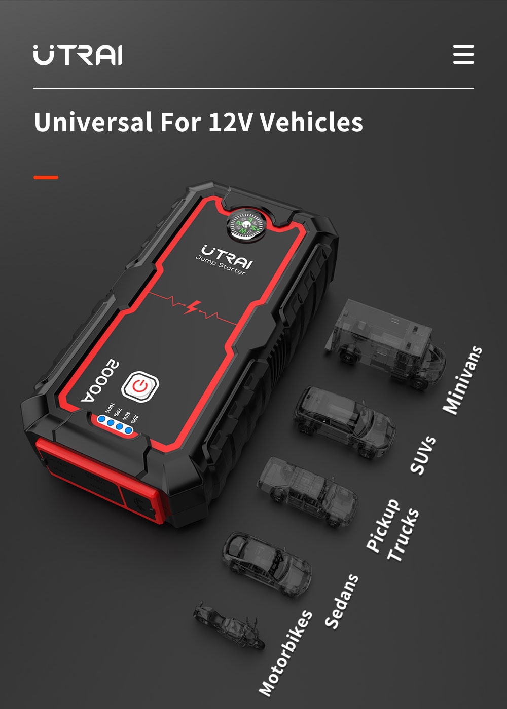 2000A Multifunctional Jump Starter Power Bank