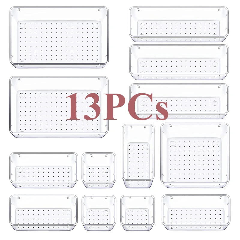 13/25 PCS Transparent Storage Box Set - Organize Your Office and Home with Ease