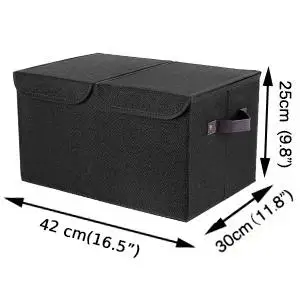 Larger Storage Cubes [4-Pack] - Foldable Linen Fabric Organizer Bins with Lids and Handles