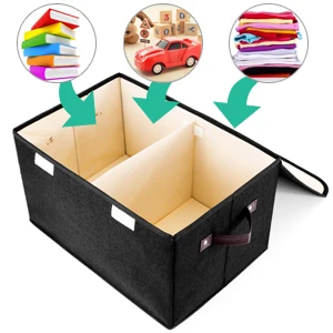 Larger Storage Cubes [4-Pack] - Foldable Linen Fabric Organizer Bins with Lids and Handles