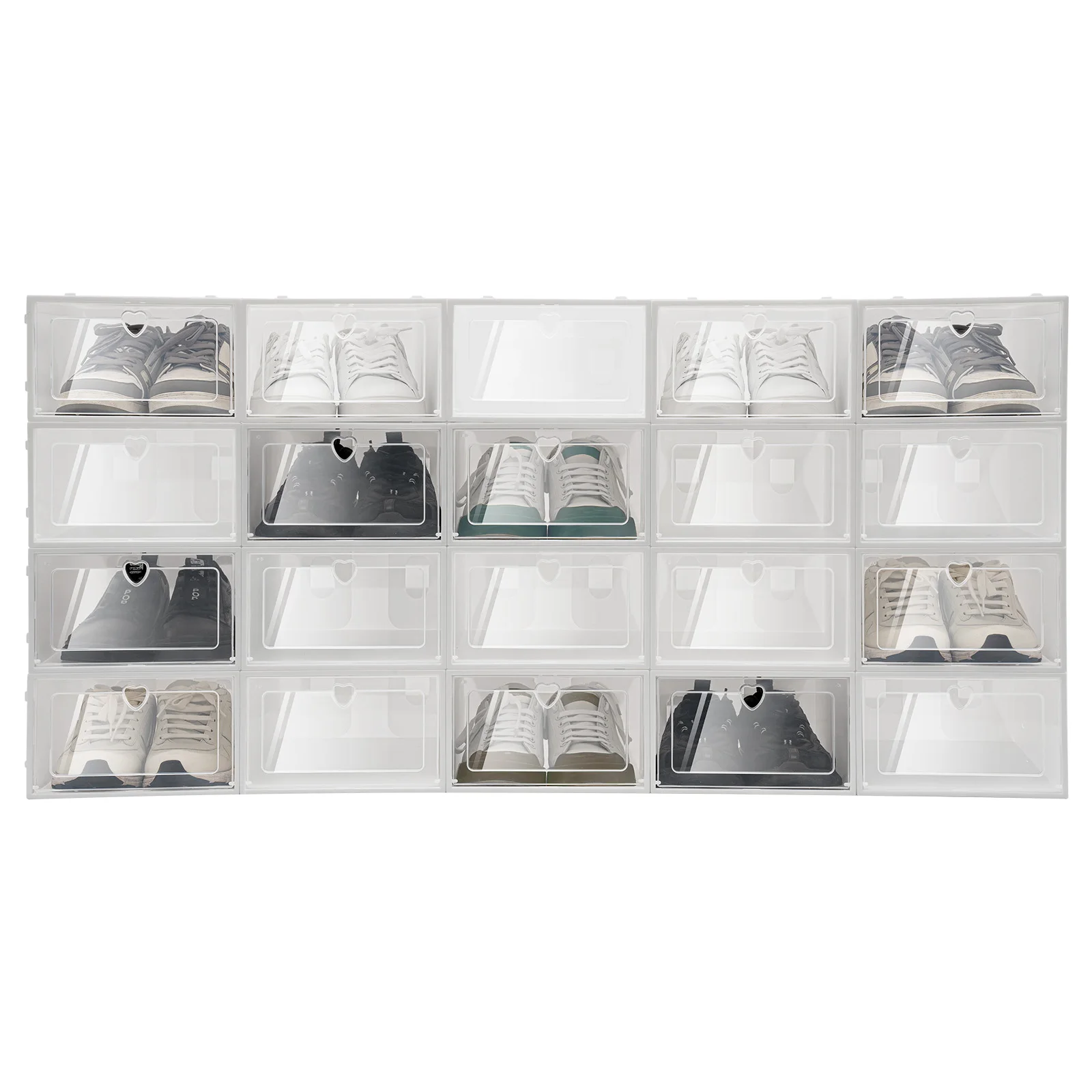 20-Piece Stackable Shoe Storage Box Set - Perfect for Hallway and Living Room Organization