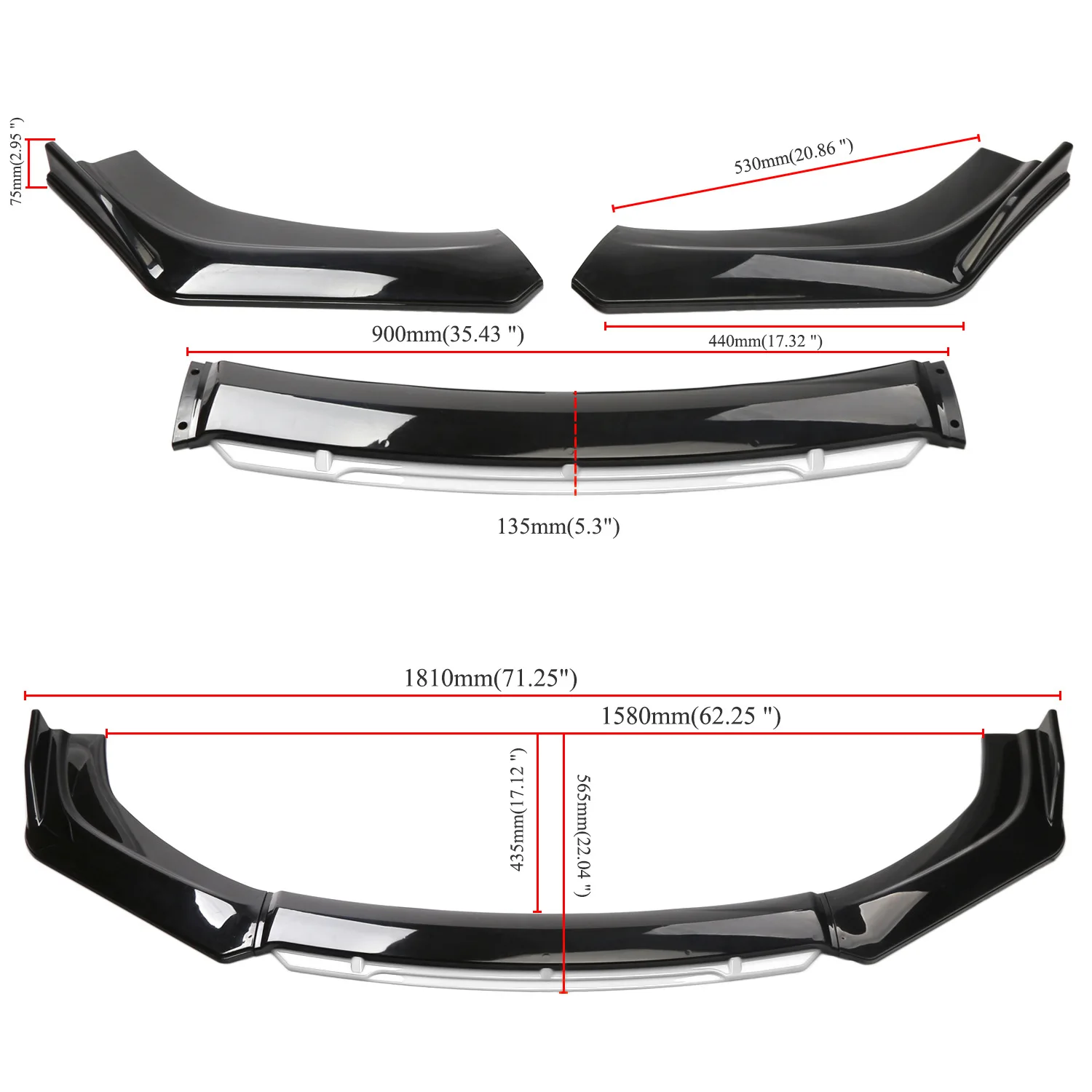 Universal Front Bumper Lip Body Kit Spoiler