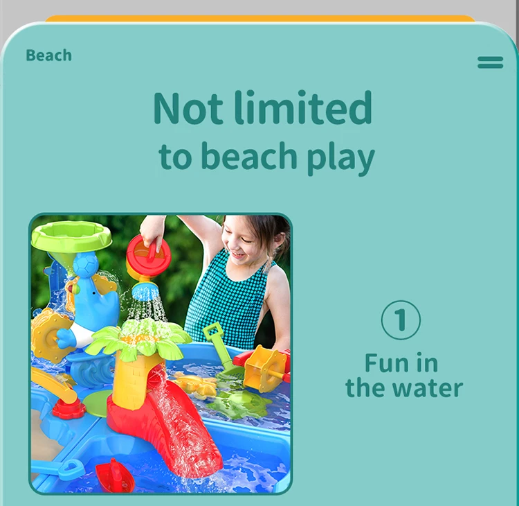 Kids Sand and Water Table - Outdoor Beach Toy Set for Summer Fun