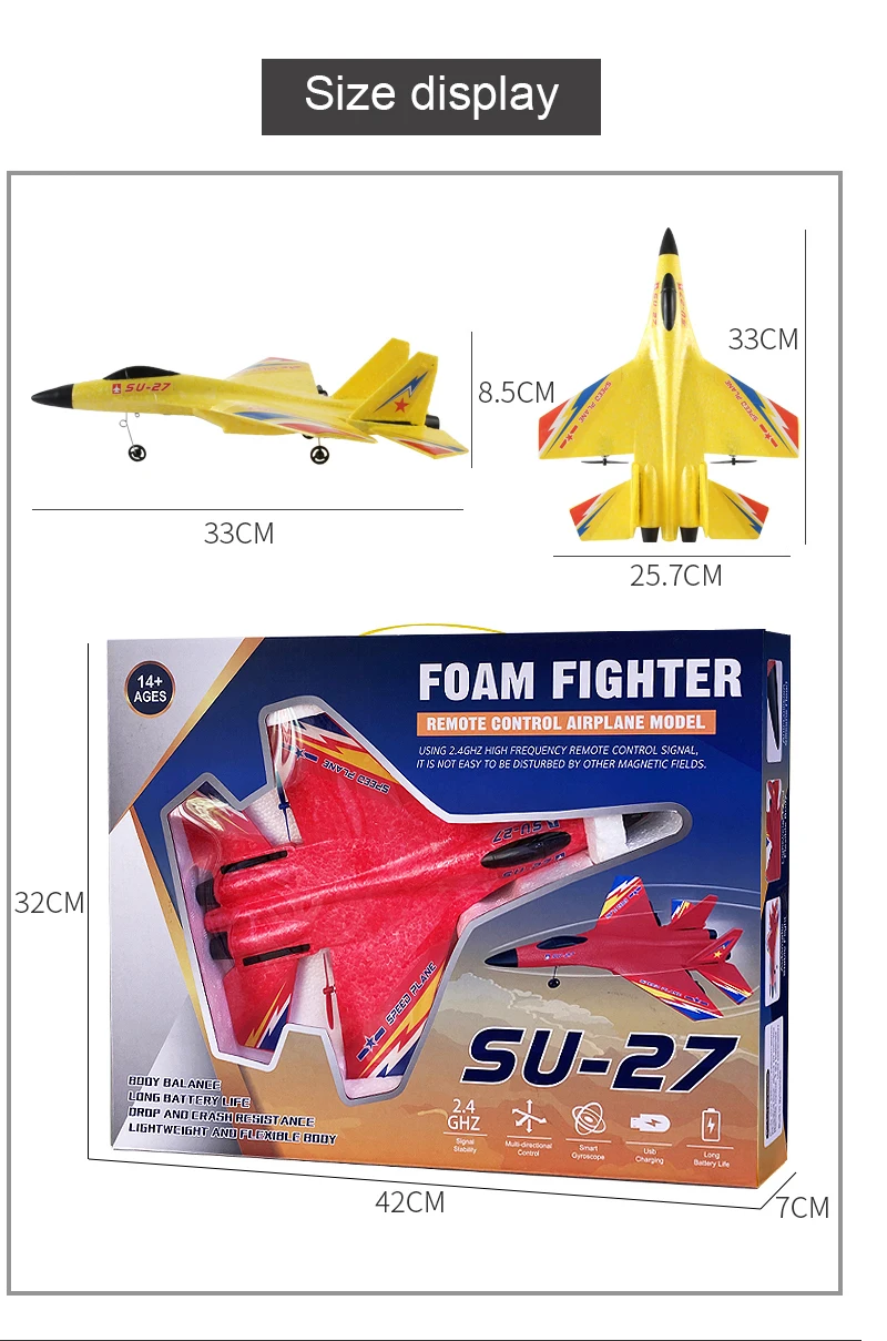 RC SU-35 Foam Glider – 2.4G Radio Control Fighter Jet Toy for Kids