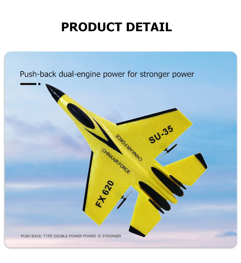 RC SU-35 Foam Glider – 2.4G Radio Control Fighter Jet Toy for Kids