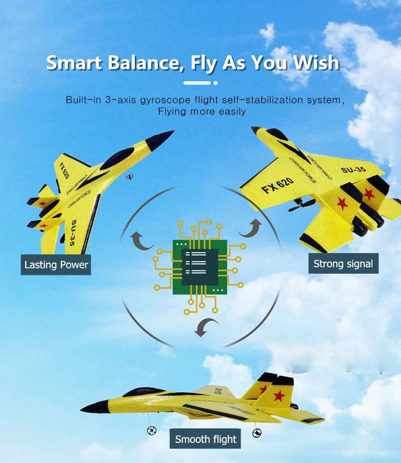 RC SU-35 Foam Glider – 2.4G Radio Control Fighter Jet Toy for Kids