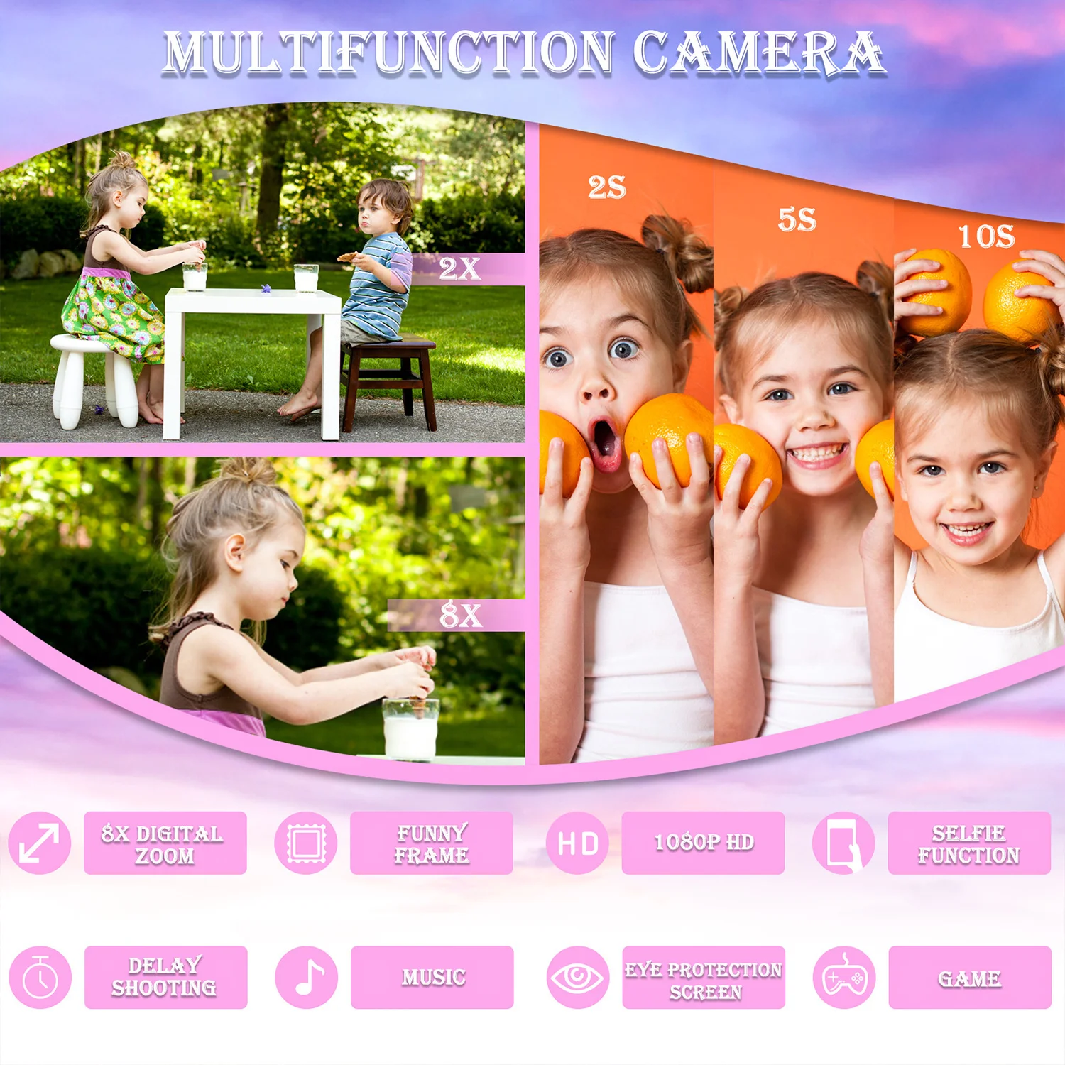 Kids Mini Cartoon Unicorn Camera – 1080P HD with 2-Inch Screen & 32GB SD Card