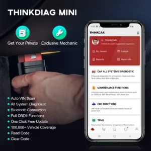 THINKCAR THINKDIAG Mini OBD2 Bluetooth Diagnostic Scanner - All Systems, Lifetime Free Updates