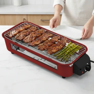 Smokeless Electric Grill - Non-Stick Portable Griddle for Indoor BBQ & Parties