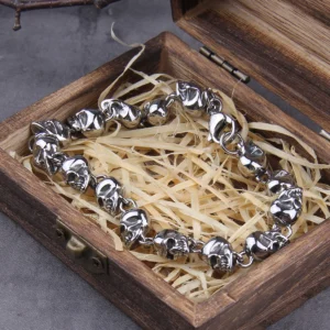 Stainless Steel Punk Skull Chain Bracelet for Men