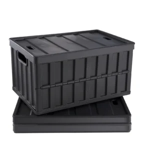 Collapsible Storage Bins - Set of 3 Stackable Utility Crates with Lids