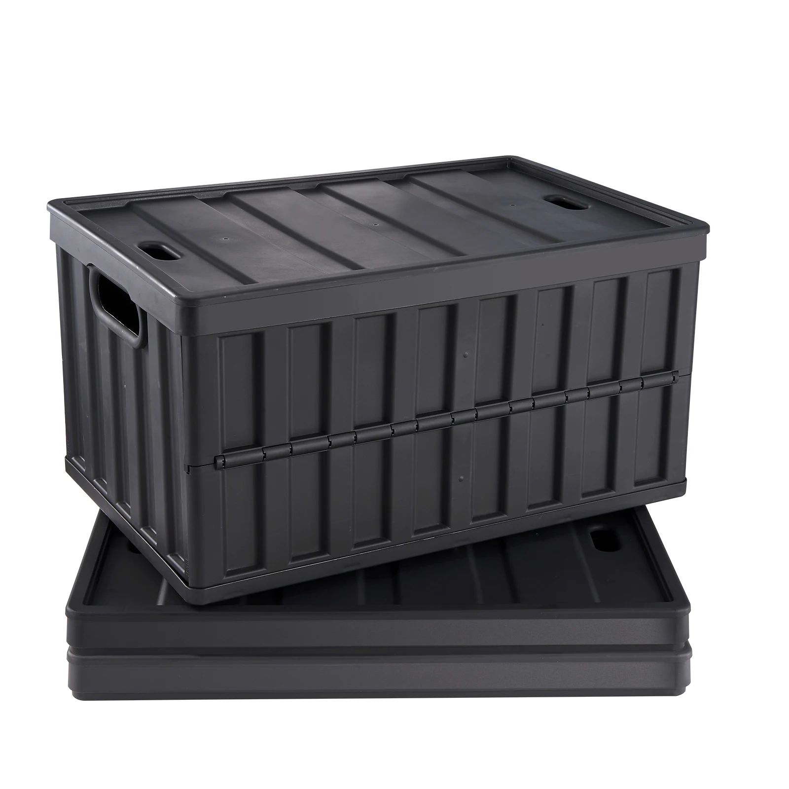 Collapsible Storage Bins - Set of 3 Stackable Utility Crates with Lids