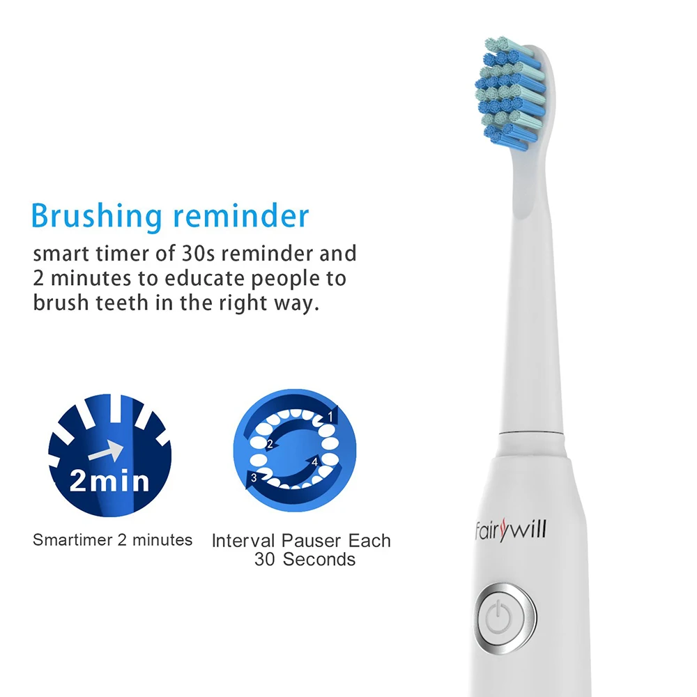 Fairywill Sonic Electric Toothbrush – USB Rechargeable, Waterproof, with Replacement Heads - Image 5