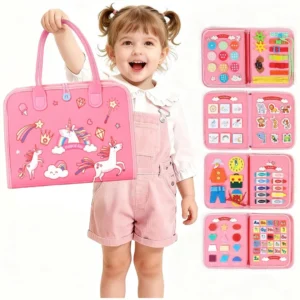 Montessori Busy Board for Toddlers - Sensory Learning Activity Bag