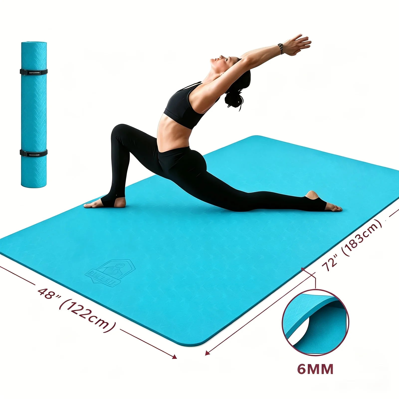 Extra Large Yoga Mat - 72"x48" TPE 6mm Non-Slip, 2-Person Size with Carry Bag - Image 9