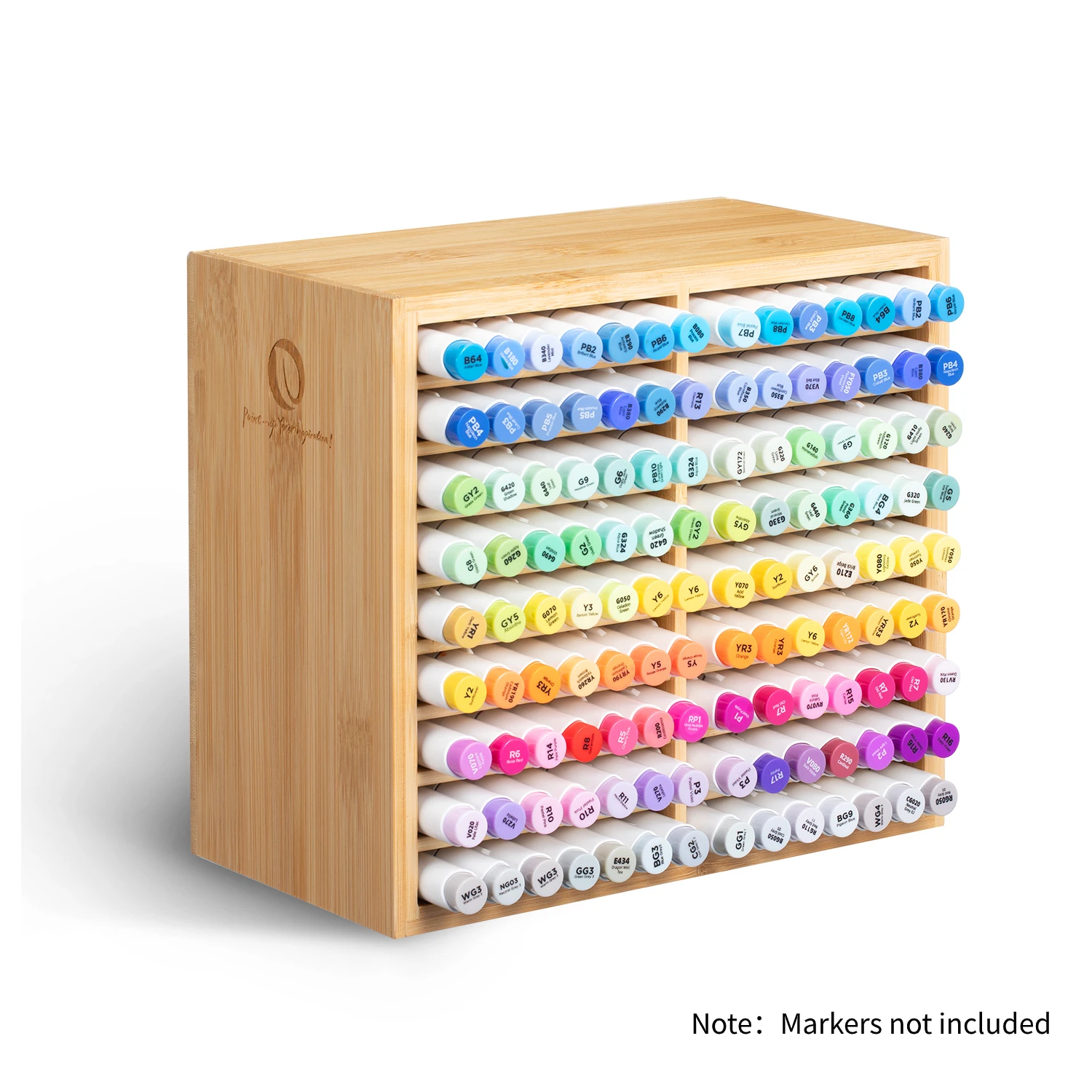 Ohuhu Bamboo Marker Organizer - Wooden Desktop Storage for 126 Markers & Pens - Image 8