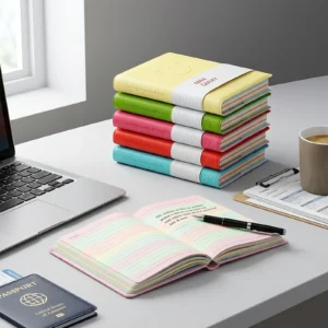 6-Pack Mini Pocket Notebooks - PU Leather Cover Diary Notepad Set