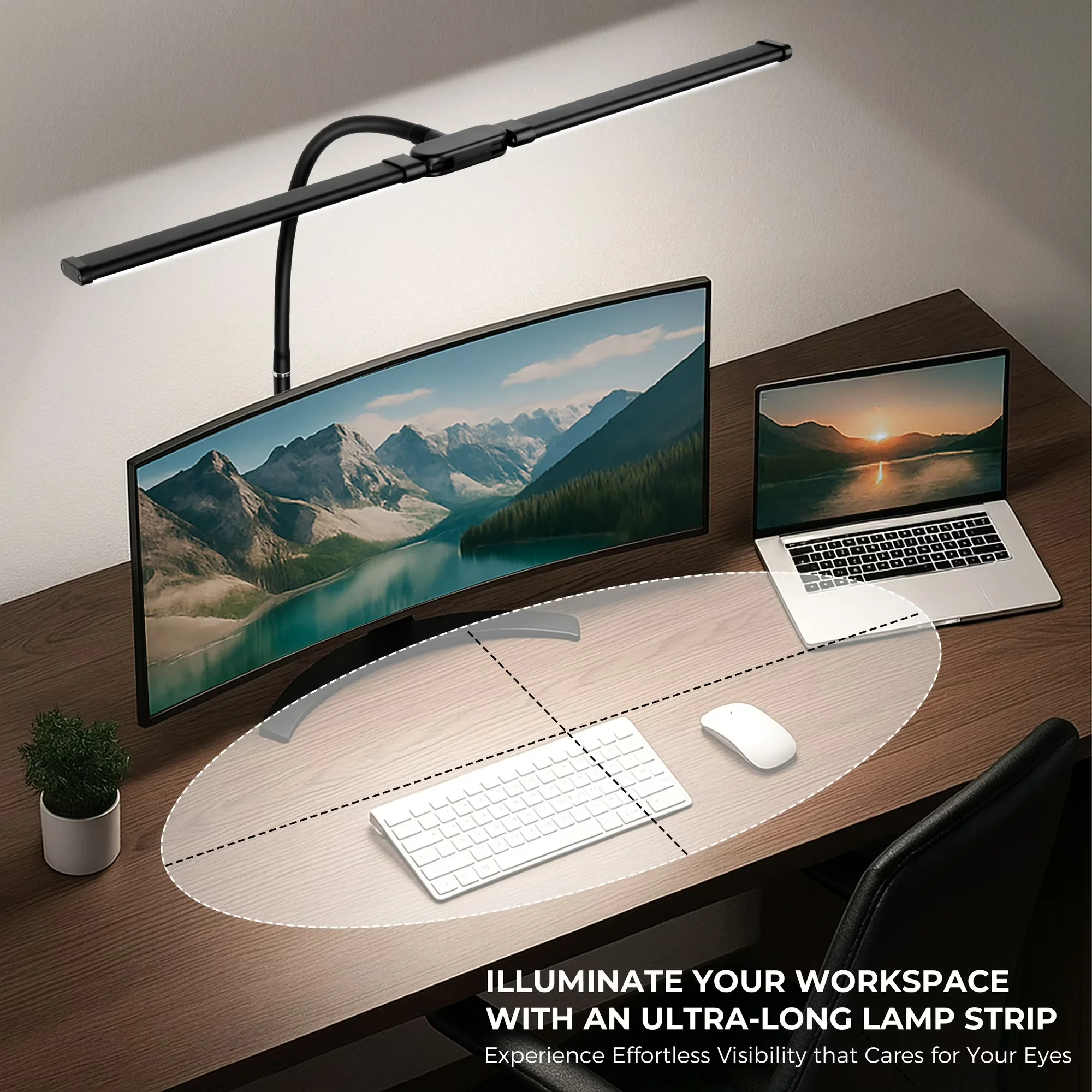 LED Desk Lamp with Clamp - Dual Head Dimmable, USB Adjustable Monitor Light - Image 5