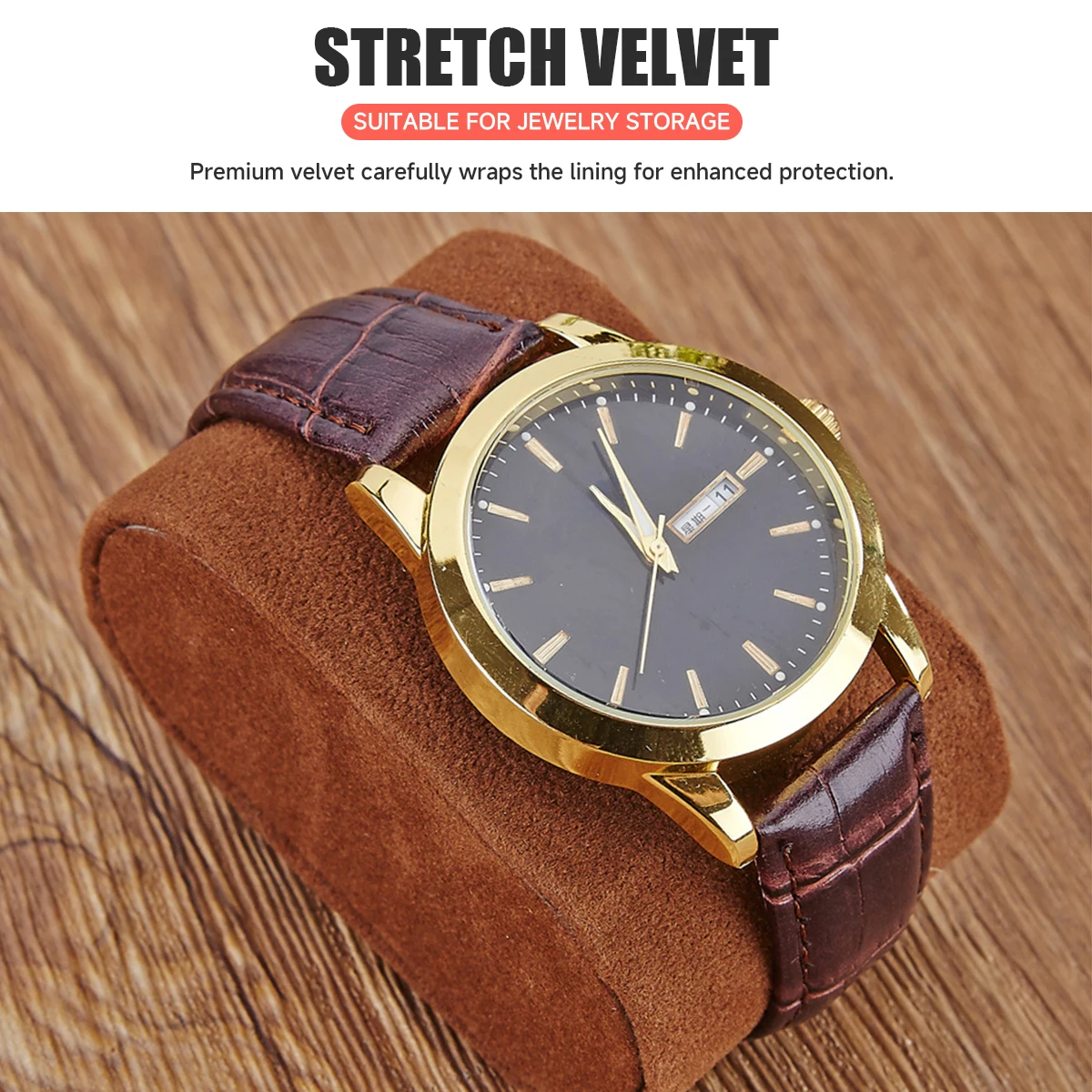 PU Leather Watch Display Box with Glass Top - Single Slot Storage Case - Image 4