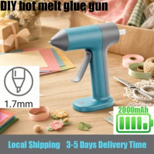 Cordless Hot Glue Gun - 30s Fast Preheat, 2000mAh Battery, Anti-Drip Nozzle, 20 Glue Sticks Included