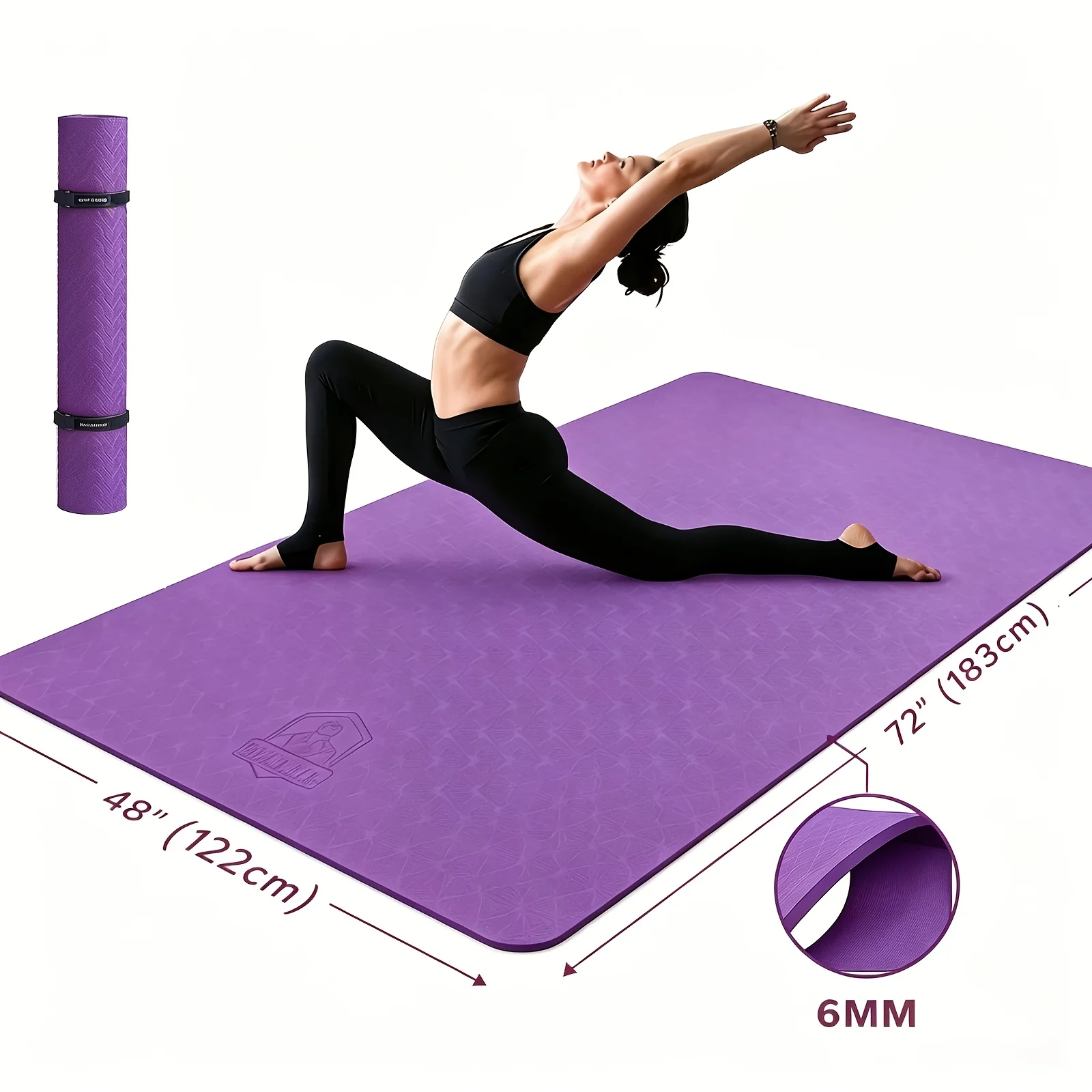 Extra Large Yoga Mat - 72"x48" TPE 6mm Non-Slip, 2-Person Size with Carry Bag - Image 12