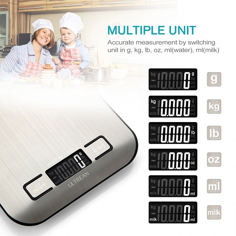 ULTREAN Digital Kitchen Scale - 5000g/1g Multifunction Electric Food Scale, LCD Display, Waterproof - Image 2