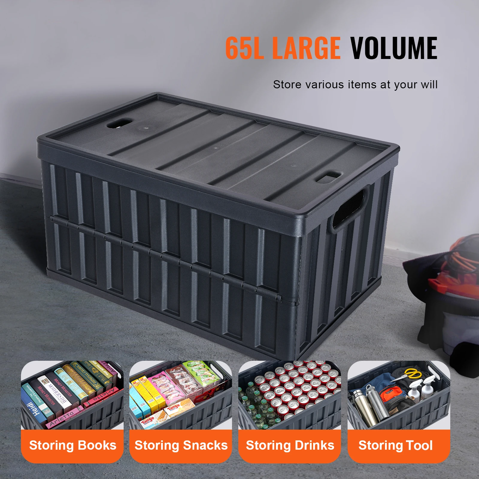 Collapsible Storage Bins - Set of 3 Stackable Utility Crates with Lids - Image 2