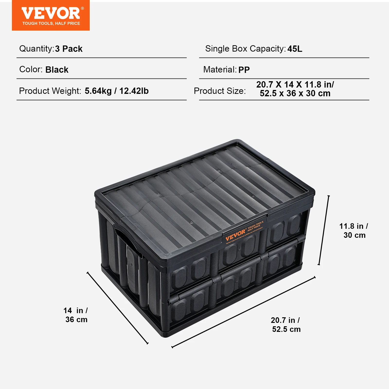 Collapsible Storage Bins - Set of 3 Stackable Utility Crates with Lids - Image 8