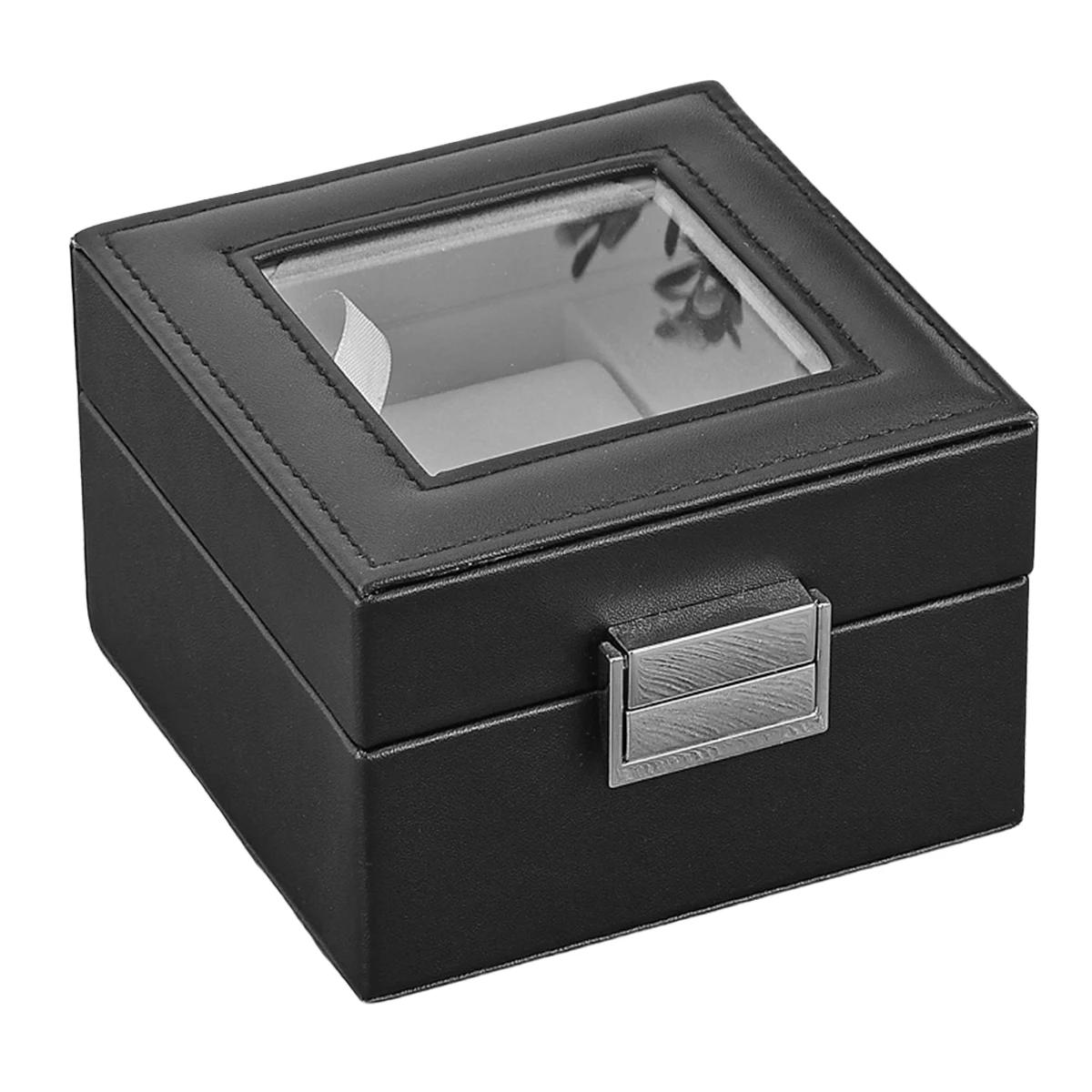 PU Leather Watch Display Box with Glass Top - Single Slot Storage Case - Image 8