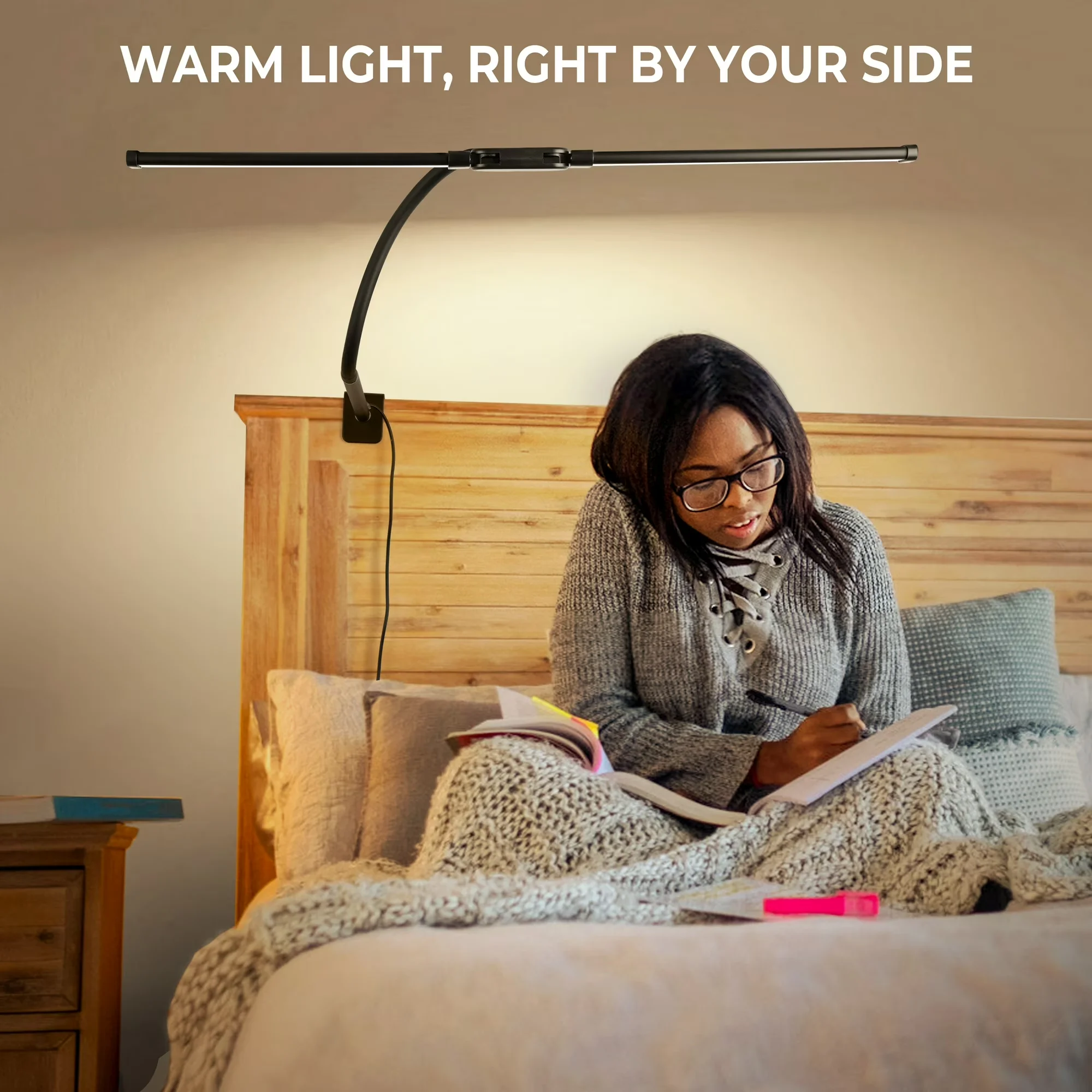 LED Desk Lamp with Clamp - Dual Head Dimmable, USB Adjustable Monitor Light - Image 8