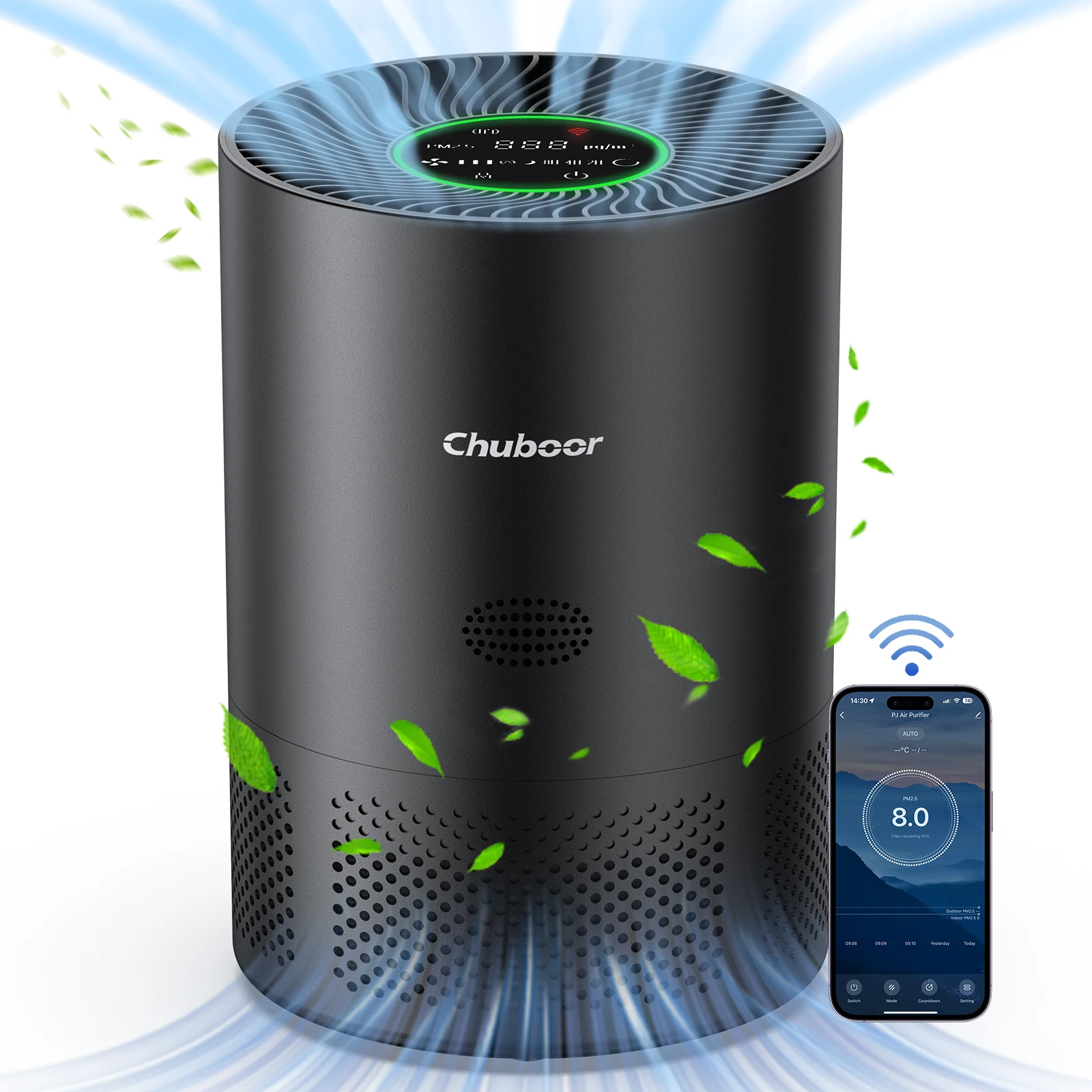 Chuboor PJ01 Air Purifier for Home Allergies in Bedroom Covers Up to 360 ft² H13 Filter Effectively Removes Odors Smoke And Dust