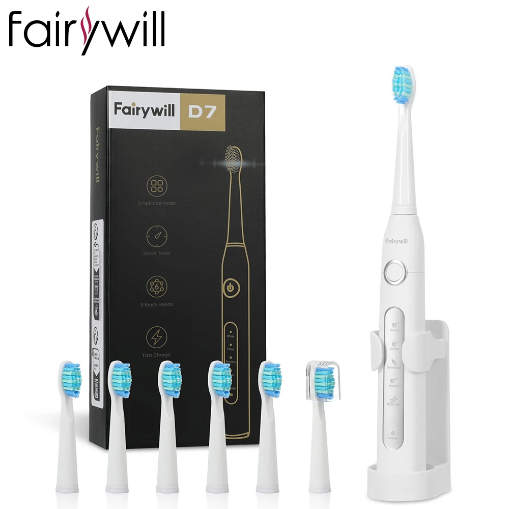 Fairywill Sonic Electric Toothbrush – USB Rechargeable, Waterproof, with Replacement Heads - Image 7