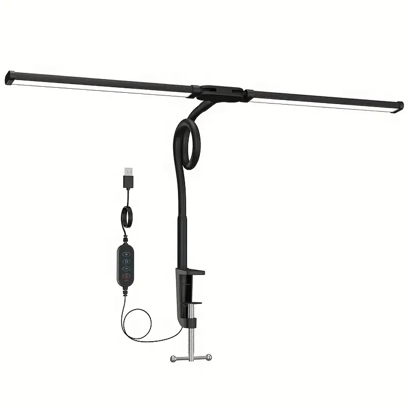 LED Desk Lamp with Clamp - Dual Head Dimmable, USB Adjustable Monitor Light - Image 9