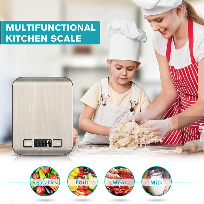 ULTREAN Digital Kitchen Scale - 5000g/1g Multifunction Electric Food Scale, LCD Display, Waterproof - Image 4
