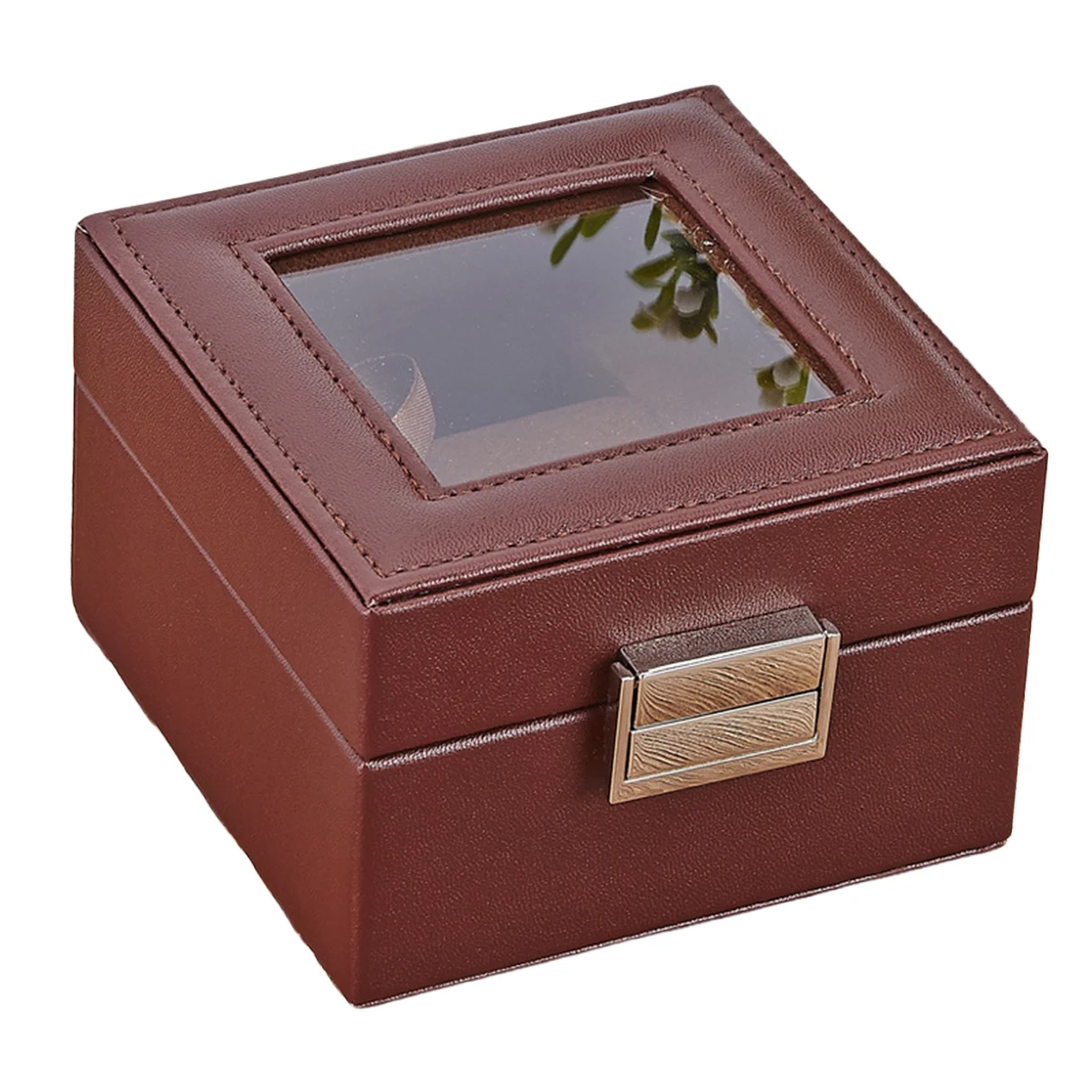 PU Leather Watch Display Box with Glass Top - Single Slot Storage Case - Image 7