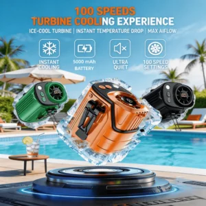 3-in-1 Portable Waist & Handheld Fan - 5000mAh Power Bank with LED Flashlight